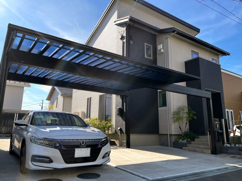 仙台市　カーポート　エフルージュ 梁延長でエントランス効果